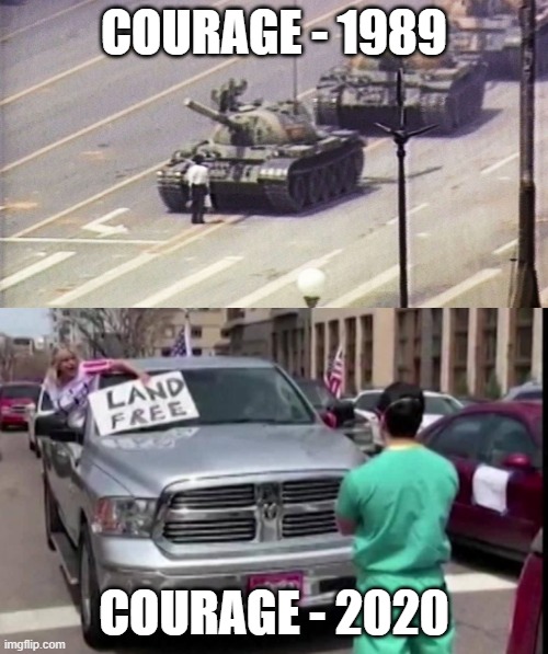 Courage | COURAGE - 1989; COURAGE - 2020 | image tagged in courage,covid-19,coronavirus | made w/ Imgflip meme maker