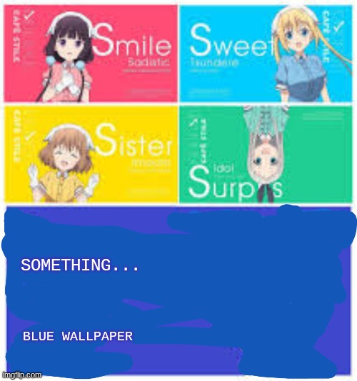 the blue page of anime | SOMETHING... BLUE WALLPAPER | image tagged in s stands for,anime | made w/ Imgflip meme maker