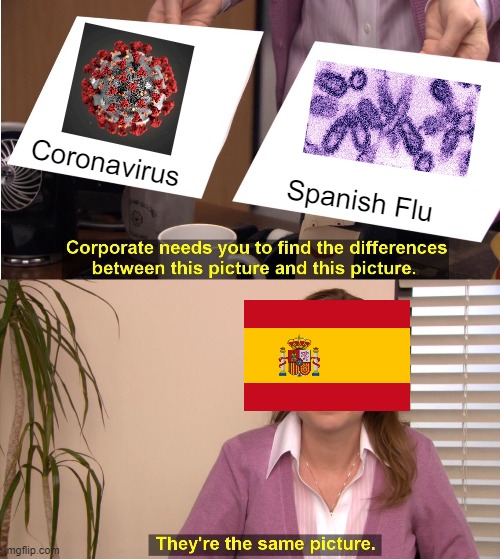 They're The Same Picture | Coronavirus; Spanish Flu | image tagged in memes,they're the same picture | made w/ Imgflip meme maker