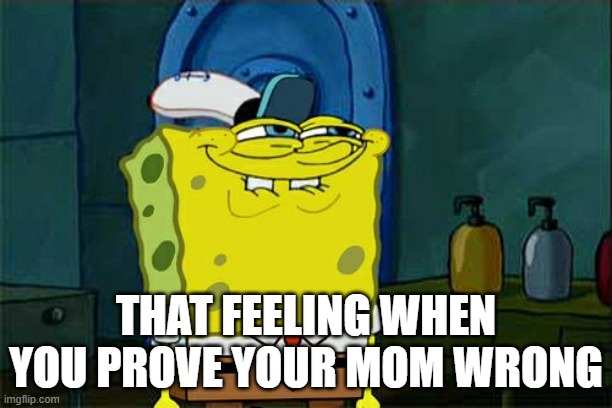 Don't You Squidward | THAT FEELING WHEN YOU PROVE YOUR MOM WRONG | image tagged in memes,don't you squidward | made w/ Imgflip meme maker