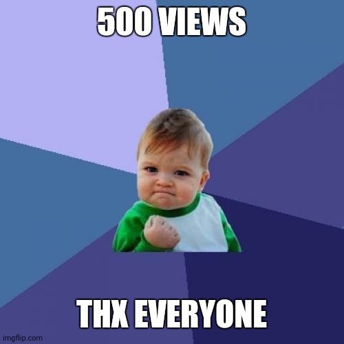 Success Kid Meme | 500 VIEWS THX EVERYONE | image tagged in memes,success kid | made w/ Imgflip meme maker