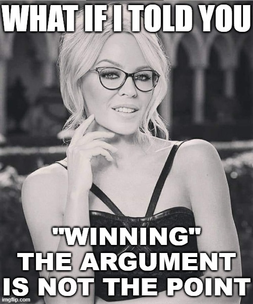 Debates almost never end in convincing the other side. The only way to win is to not play the same game as them. | image tagged in kylie winning the argument,debate,argument,politics,winning,knowledge | made w/ Imgflip meme maker