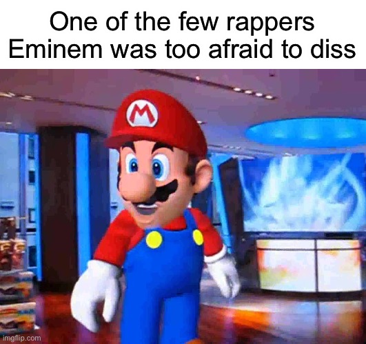 It’s True, Fam. | One of the few rappers Eminem was too afraid to diss | image tagged in mario the rapper,memes,rap,super mario,funny,eminem | made w/ Imgflip meme maker