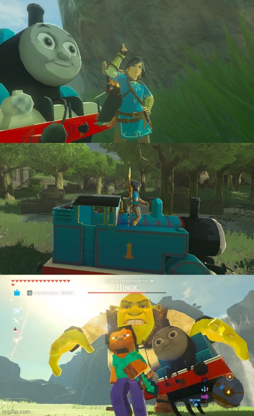 image tagged in botw link and thomas | made w/ Imgflip meme maker