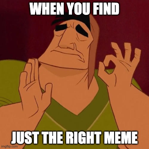 When X just right | WHEN YOU FIND; JUST THE RIGHT MEME | image tagged in when x just right | made w/ Imgflip meme maker