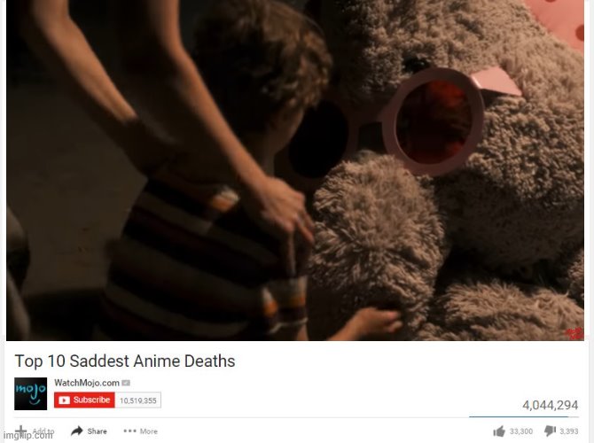 100% agree | image tagged in saddest anime deaths,banana splits | made w/ Imgflip meme maker