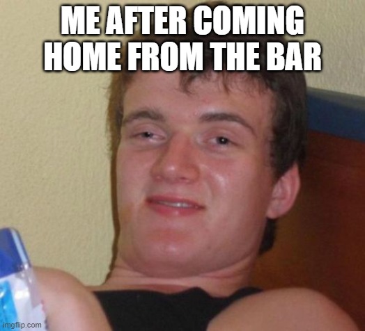 10 Guy Meme | ME AFTER COMING HOME FROM THE BAR | image tagged in memes,10 guy | made w/ Imgflip meme maker
