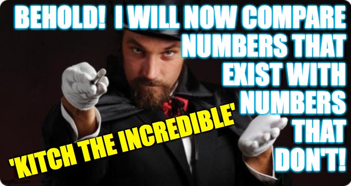 Household Magician | BEHOLD!  I WILL NOW COMPARE
NUMBERS THAT
EXIST WITH
NUMBERS
THAT
DON'T! 'KITCH THE INCREDIBLE' | image tagged in household magician | made w/ Imgflip meme maker