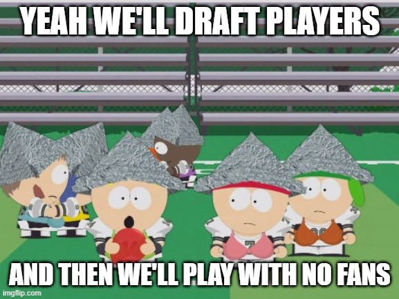 Sarcastaball | YEAH WE'LL DRAFT PLAYERS; AND THEN WE'LL PLAY WITH NO FANS | image tagged in balls | made w/ Imgflip meme maker