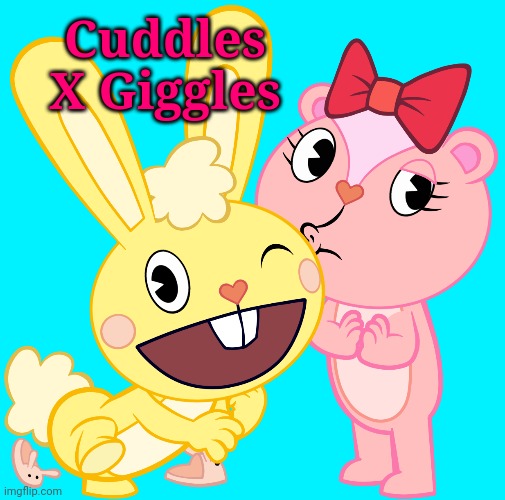 Cuddles X Giggles (HTF) | Cuddles X Giggles | image tagged in happy tree friends | made w/ Imgflip meme maker