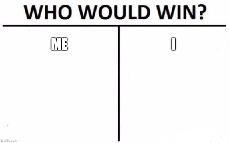 Who Would Win? | ME; I | image tagged in memes,who would win | made w/ Imgflip meme maker