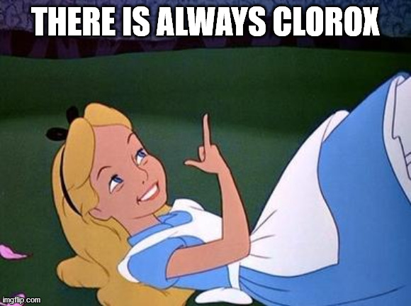 When Tylenol doesn't seem to work | THERE IS ALWAYS CLOROX | image tagged in alice | made w/ Imgflip meme maker
