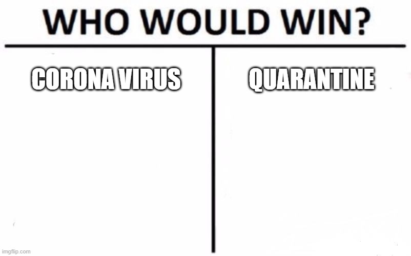 Who Would Win? | CORONA VIRUS; QUARANTINE | image tagged in memes,who would win | made w/ Imgflip meme maker