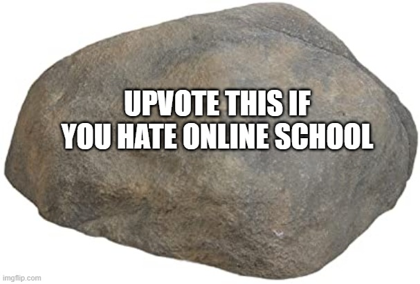 Rocc | UPVOTE THIS IF YOU HATE ONLINE SCHOOL | image tagged in upvote this,a rock | made w/ Imgflip meme maker