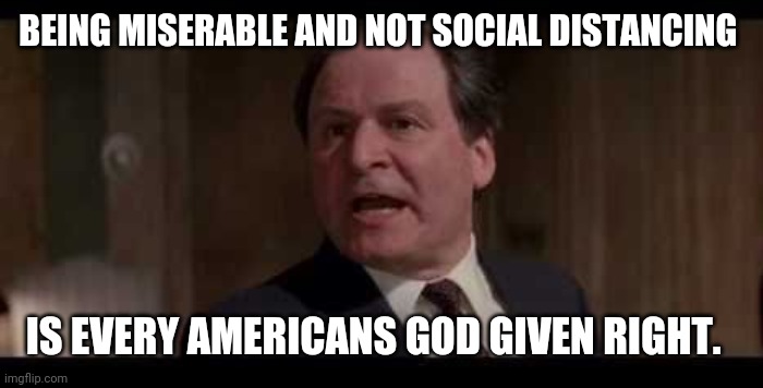 Mayor Lenny | BEING MISERABLE AND NOT SOCIAL DISTANCING; IS EVERY AMERICANS GOD GIVEN RIGHT. | image tagged in coronavirus | made w/ Imgflip meme maker