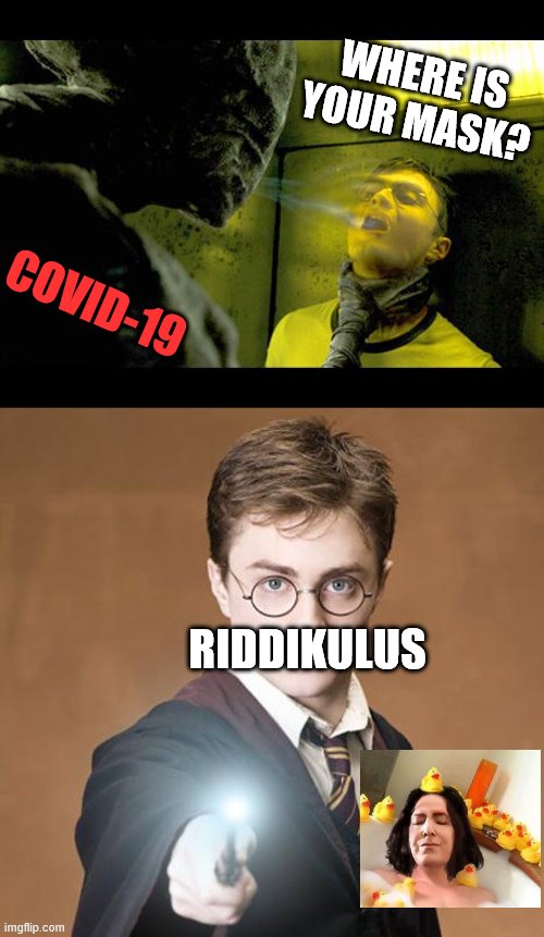 Harry Potter Covid Mask | WHERE IS YOUR MASK? COVID-19; RIDDIKULUS | image tagged in harry potter casting a spell,energy vampires | made w/ Imgflip meme maker