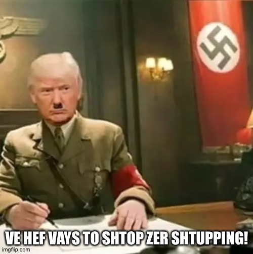 Donald Trump Hitler | VE HEF VAYS TO SHTOP ZER SHTUPPING! | image tagged in donald trump hitler | made w/ Imgflip meme maker