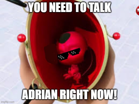 Tikki telling Marinette to talk to her crush | YOU NEED TO TALK; ADRIAN RIGHT NOW! | image tagged in tikki 1 | made w/ Imgflip meme maker