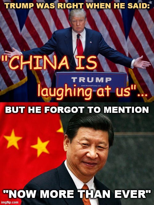America has fallen abysmally far behind China in its response to Covid-19. Happens when you elect a know-nothing. | image tagged in president trump,trump is a moron,donald trump is an idiot,china,covid-19,coronavirus | made w/ Imgflip meme maker