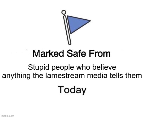 Marked Safe From | Stupid people who believe anything the lamestream media tells them | image tagged in memes,marked safe from | made w/ Imgflip meme maker