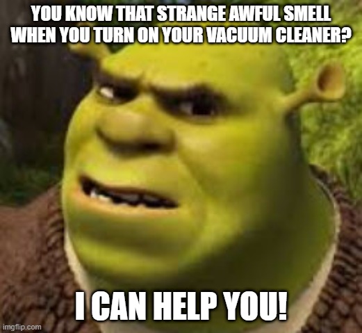 YOU KNOW THAT STRANGE AWFUL SMELL WHEN YOU TURN ON YOUR VACUUM CLEANER? I CAN HELP YOU! | made w/ Imgflip meme maker