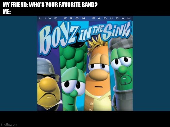 Boyz in the sink | MY FRIEND: WHO'S YOUR FAVORITE BAND? 
ME: | image tagged in funny | made w/ Imgflip meme maker