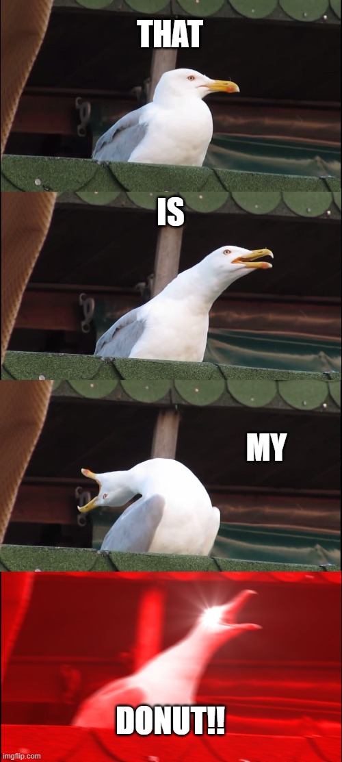 Inhaling Seagull | THAT; IS; MY; DONUT!! | image tagged in memes,inhaling seagull | made w/ Imgflip meme maker