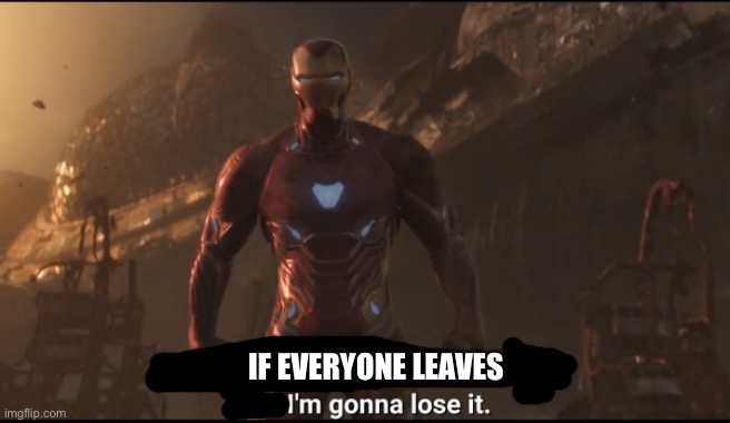 Why?! | IF EVERYONE LEAVES | image tagged in tony stark i'm gonna lose it | made w/ Imgflip meme maker