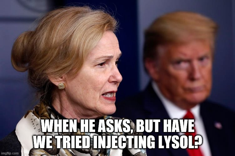Disinfect your children |  WHEN HE ASKS, BUT HAVE WE TRIED INJECTING LYSOL? | image tagged in donald trump,trump,cleaning,politics,political meme | made w/ Imgflip meme maker