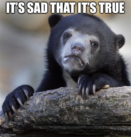 Confession Bear Meme | IT’S SAD THAT IT’S TRUE | image tagged in memes,confession bear | made w/ Imgflip meme maker