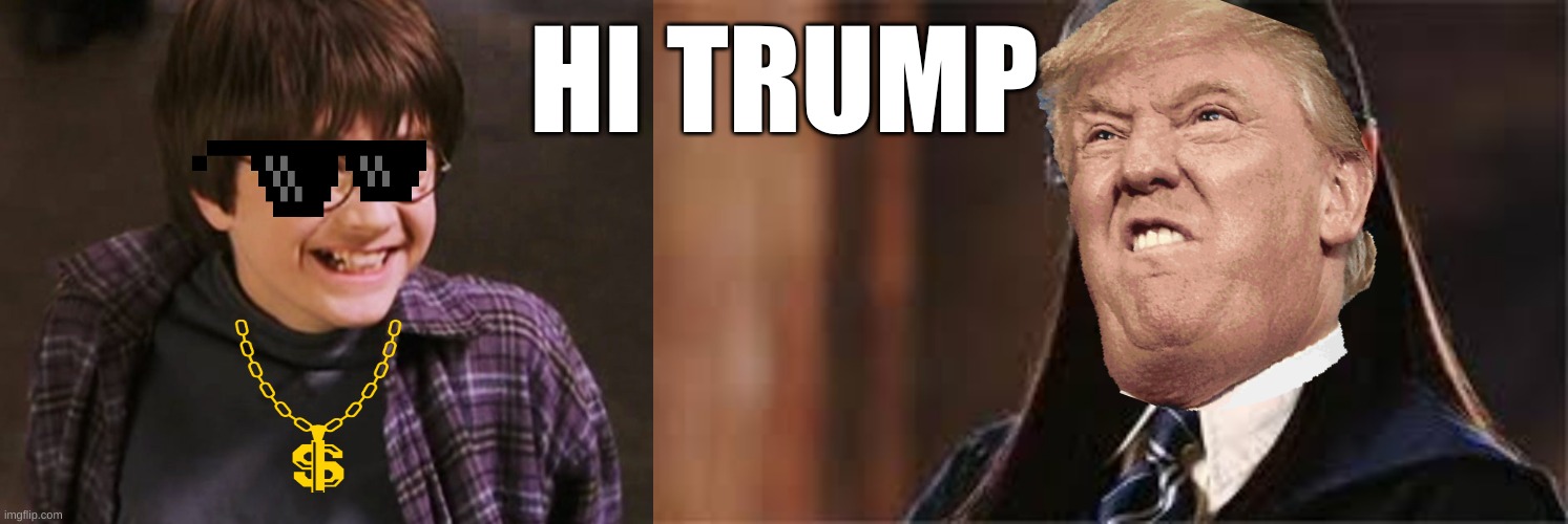 hi trump | HI TRUMP | image tagged in harry potter meme | made w/ Imgflip meme maker