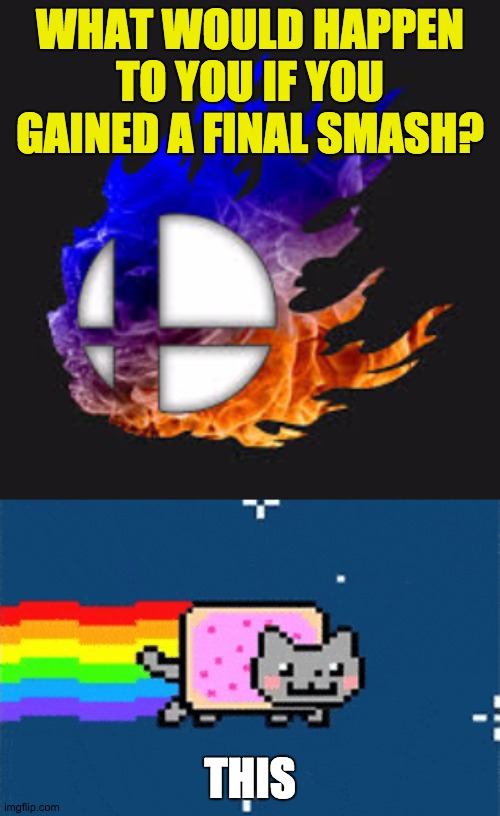My Final Smash | WHAT WOULD HAPPEN TO YOU IF YOU GAINED A FINAL SMASH? THIS | image tagged in super smash bros,nyan cat | made w/ Imgflip meme maker