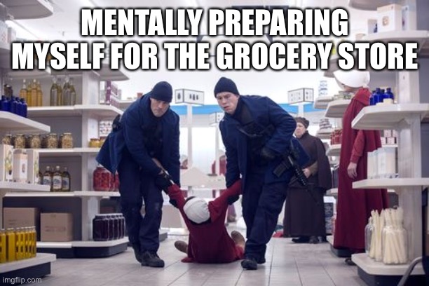 Mentally preparing myself for the grocery store | MENTALLY PREPARING MYSELF FOR THE GROCERY STORE | image tagged in covid-19,covid19,covid,coronavirus,corona virus,police state | made w/ Imgflip meme maker