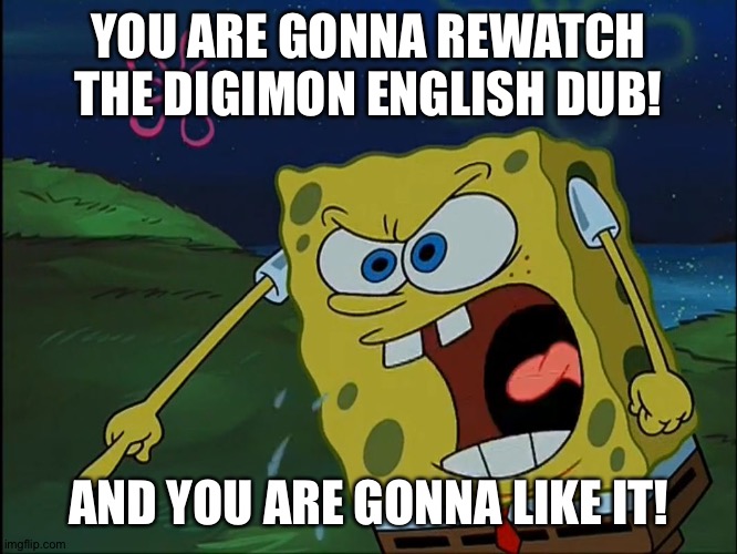 YOU ARE GONNA LIKE IT! | YOU ARE GONNA REWATCH THE DIGIMON ENGLISH DUB! AND YOU ARE GONNA LIKE IT! | image tagged in you are gonna like it | made w/ Imgflip meme maker