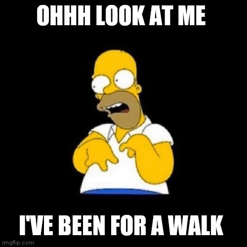 Homer look at me | OHHH LOOK AT ME; I'VE BEEN FOR A WALK | image tagged in homer simpson,coronavirus,2020,look at me,funny | made w/ Imgflip meme maker