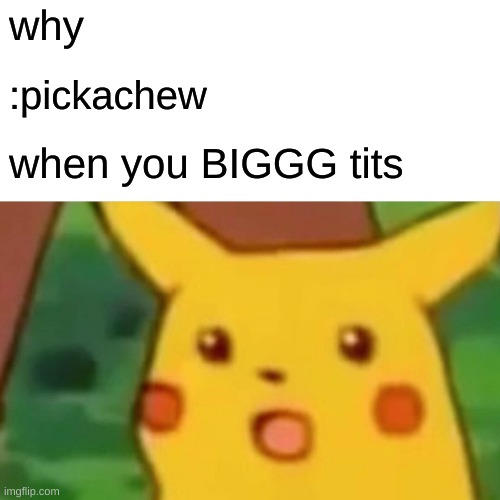 Surprised Pikachu | why; :pickachew; when you BIGGG tits | image tagged in memes,surprised pikachu | made w/ Imgflip meme maker