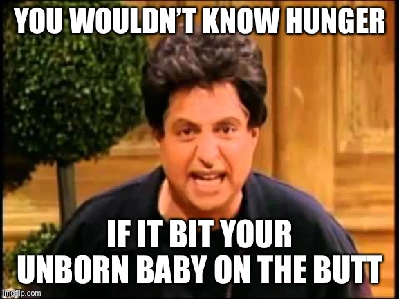 I just wanna be loved is that so wrong? | YOU WOULDN’T KNOW HUNGER IF IT BIT YOUR UNBORN BABY ON THE BUTT | image tagged in i just wanna be loved is that so wrong | made w/ Imgflip meme maker