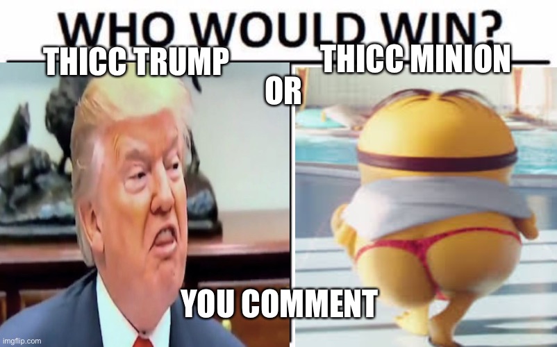 THICC MINION; THICC TRUMP; OR; YOU COMMENT | image tagged in funny | made w/ Imgflip meme maker