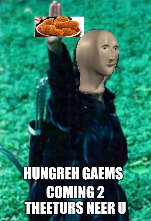 Hunger games | COMING 2 THEETURS NEER U; HUNGREH GAEMS | image tagged in hunger games | made w/ Imgflip meme maker