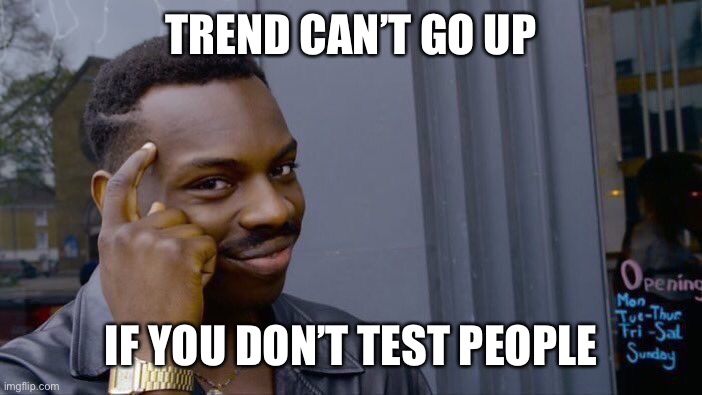 Roll Safe Think About It | TREND CAN’T GO UP; IF YOU DON’T TEST PEOPLE | image tagged in memes,roll safe think about it | made w/ Imgflip meme maker