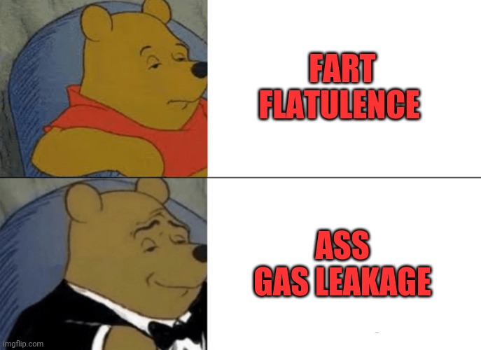 Tuxedo Winnie The Pooh | FART FLATULENCE; ASS GAS LEAKAGE | image tagged in memes,tuxedo winnie the pooh | made w/ Imgflip meme maker