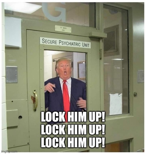 Lock Him Up! | LOCK HIM UP!
LOCK HIM UP!
LOCK HIM UP! | image tagged in donald trump,lock him up,coronavirus,psycho,oxymoron,sarcasm | made w/ Imgflip meme maker