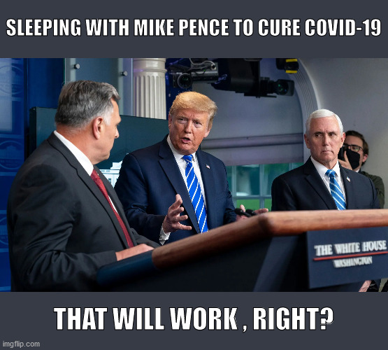 Coid-19 Mike Pence Cure | SLEEPING WITH MIKE PENCE TO CURE COVID-19; THAT WILL WORK , RIGHT? | image tagged in donald trump,mike pence,covid-19,cure | made w/ Imgflip meme maker