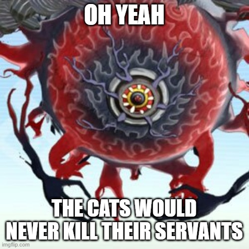 Soranaki | OH YEAH THE CATS WOULD NEVER KILL THEIR SERVANTS | image tagged in soranaki | made w/ Imgflip meme maker
