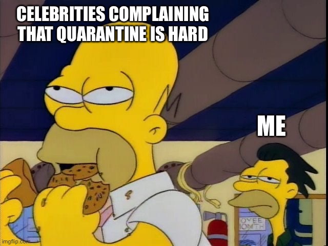 CELEBRITIES COMPLAINING THAT QUARANTINE IS HARD; ME | made w/ Imgflip meme maker