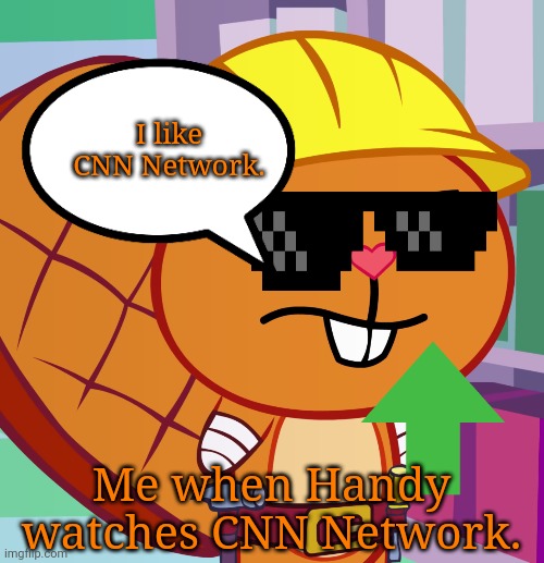 CNN Handy (HTF) | I like CNN Network. Me when Handy watches CNN Network. | image tagged in confused handy htf,memes,cnn,cnn breaking news,happy tree friends | made w/ Imgflip meme maker