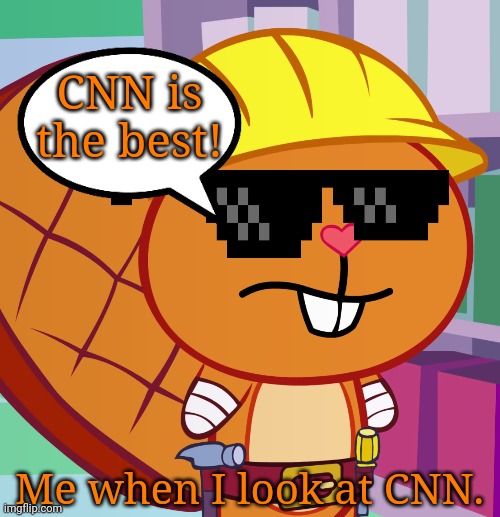 Does Handy look like A CNN Reporter?! | CNN is the best! Me when I look at CNN. | image tagged in confused handy htf,happy tree friends,cnn breaking news,memes,dank memes,cnn | made w/ Imgflip meme maker