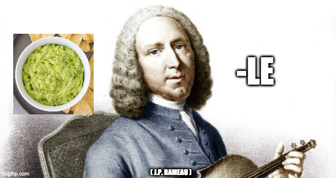 Guac-Rameau-Le | -LE; ( J.P. RAMEAU ) | image tagged in guacamole,jean philippe rameau | made w/ Imgflip meme maker