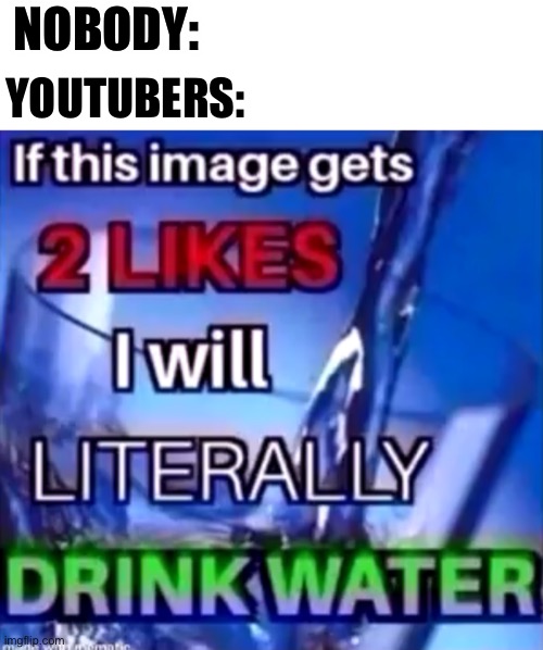 iF tHiS iMaGe GeTs 5 UpVoTeS, i WiLl lItRaLlY bReThE aIr | NOBODY:; YOUTUBERS: | image tagged in youtubers,youtube,memes,funny,fun,oh wow are you actually reading these tags | made w/ Imgflip meme maker