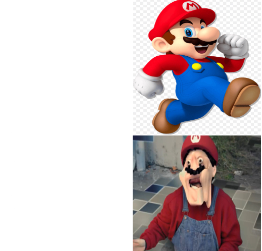 Normal Mario & Weird Mario Blank Meme Template